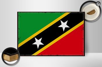 Panneau en bois drapeau St. Drapeau rétro Kitts et Nevis 30x20cm 2