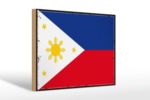 Holzschild Flagge Philippinen 30x20cm Retro Philippines