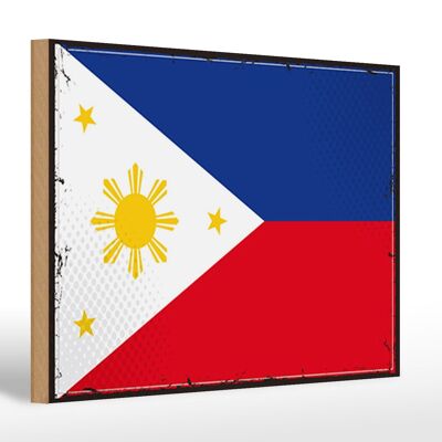 Letrero de madera bandera Filipinas 30x20cm Retro Filipinas