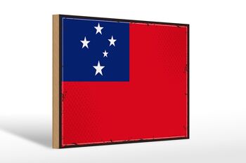 Panneau en bois drapeau des Samoa 30x20cm Drapeau rétro des Samoa 1