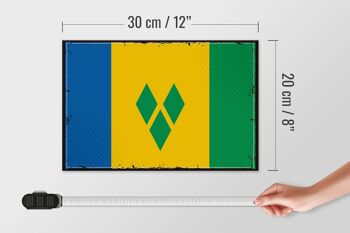 Panneau en bois drapeau Saint Vincent Grenadines 30x20cm rétro 4