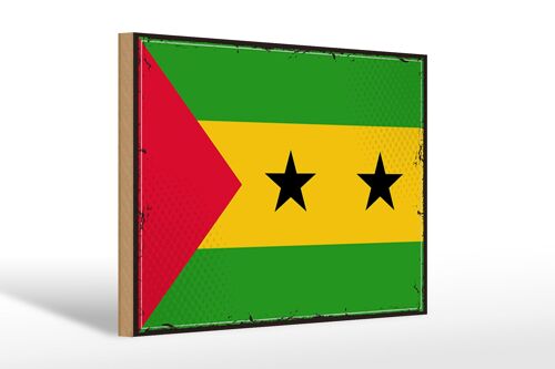 Holzschild Flagge São Tomé und Príncipe 30x20cm Retro Flag
