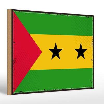 Letrero de madera bandera Santo Tomé y Príncipe 30x20cm bandera retro