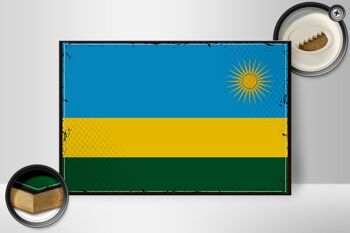 Panneau en bois drapeau du Rwanda 30x20cm Drapeau rétro du Rwanda 2