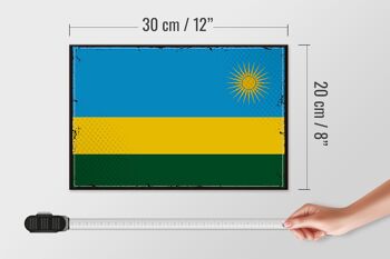 Panneau en bois drapeau du Rwanda 30x20cm Drapeau rétro du Rwanda 4
