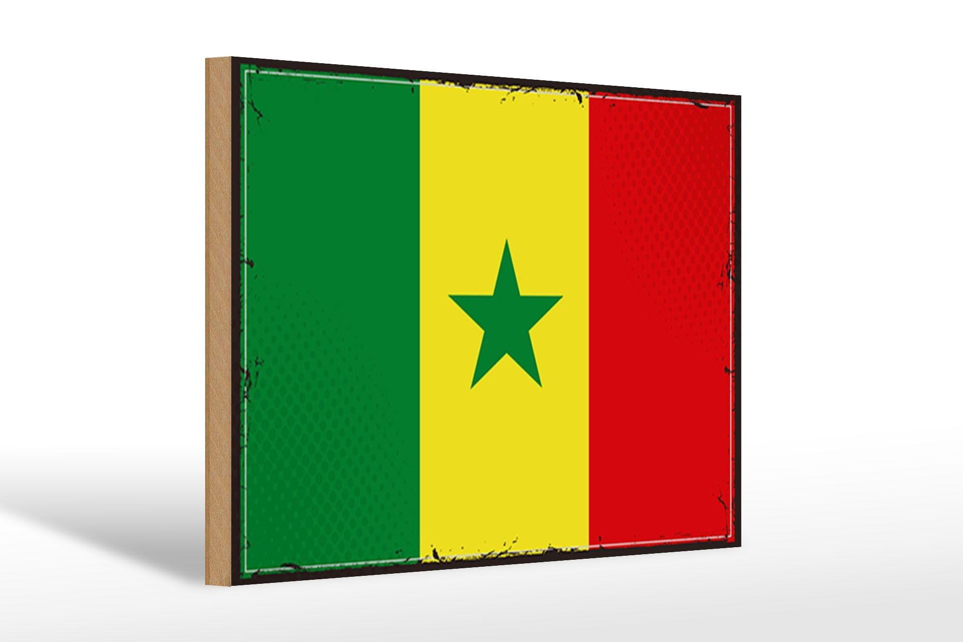Wooden sign flag Senegal 30x20cm Retro Flag of Senegal