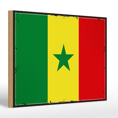 Cartel de Madera Bandera de Senegal 30x20cm Bandera Retro de Senegal