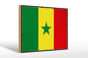 Panneau en bois Drapeau du Sénégal 30x20cm Drapeau rétro du Sénégal 1