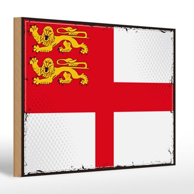 Holzschild Flagge Sark 30x20cm Retro Flag of Sark