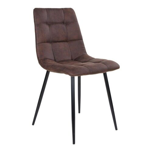 Middelfart Dining Chair - Chair in dark brown microfiber with black legs