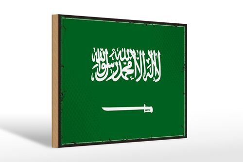 Holzschild Flagge Saudi-Arabien 30x20cm Retro Saudi Arabia