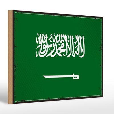 Letrero de madera bandera Arabia Saudita 30x20cm Retro Arabia Saudita