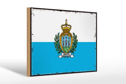 Holzschild Flagge San Marinos 30x20cm Retro San Marino