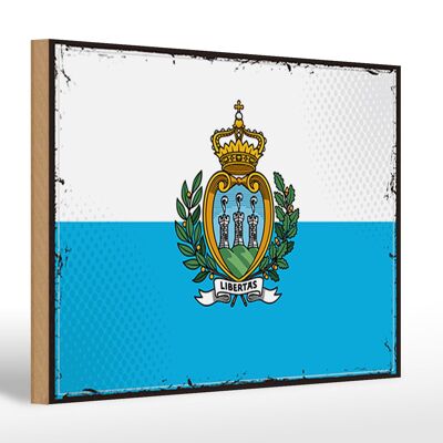 Letrero de madera bandera de San Marino 30x20cm Retro San Marino