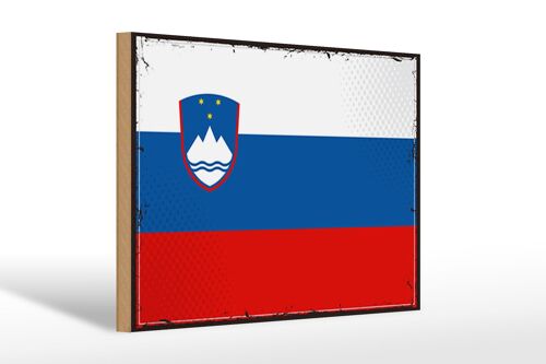 Holzschild Flagge Sloweniens 30x20cm Retro Flag Slovenia