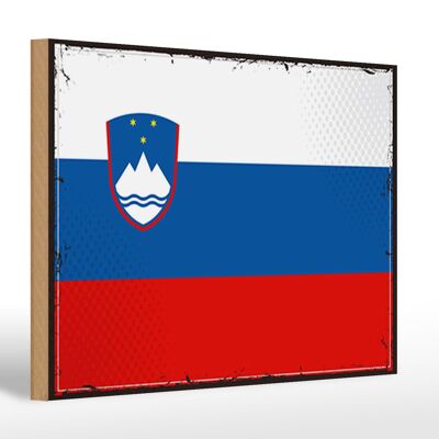 Panneau en bois drapeau de Slovénie 30x20cm Drapeau rétro Slovénie