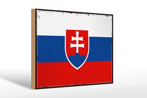 Holzschild Flagge Slowakei 30x20cm Retro Flag of Slovakia