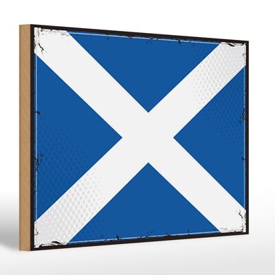 Panneau en bois drapeau de l'Ecosse 30x20cm Rétro Drapeau Ecosse