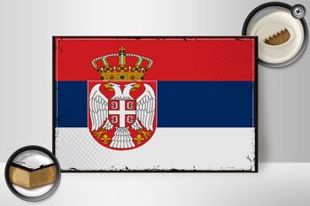 Panneau en bois drapeau de la Serbie 30x20cm Drapeau rétro de la Serbie 2