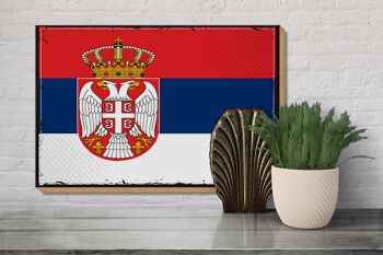 Panneau en bois drapeau de la Serbie 30x20cm Drapeau rétro de la Serbie 3