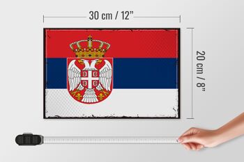 Panneau en bois drapeau de la Serbie 30x20cm Drapeau rétro de la Serbie 4