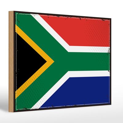 Panneau en bois drapeau de l'Afrique du Sud 30x20cm Rétro Afrique du Sud