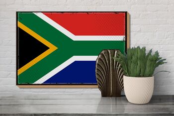 Panneau en bois drapeau de l'Afrique du Sud 30x20cm Rétro Afrique du Sud 3