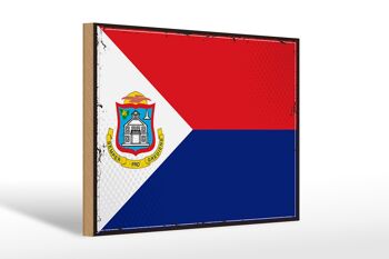 Panneau en bois drapeau de Sint Maarten 30x20cm Retro Sint Maarten 1