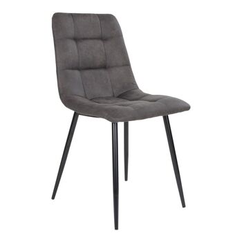 Middelfart Dining Chair - Chaise en microfibre gris foncé avec pieds noirs 1