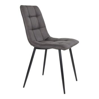 Middelfart Dining Chair - Chaise en microfibre gris foncé avec pieds noirs 4