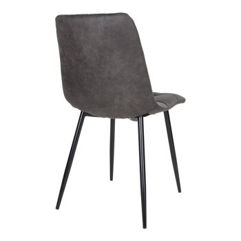 Middelfart Dining Chair - Chaise en microfibre gris foncé avec pieds noirs 5