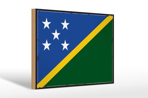 Holzschild Flagge Salomonen 30x20cm Retro Solomon Islands