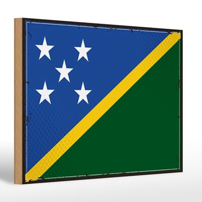 Cartello in legno bandiera Isole Salomone 30x20 cm Retro Isole Salomone