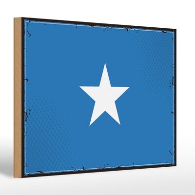 Cartel de Madera Bandera de Somalia 30x20cm Bandera Retro de Somalia