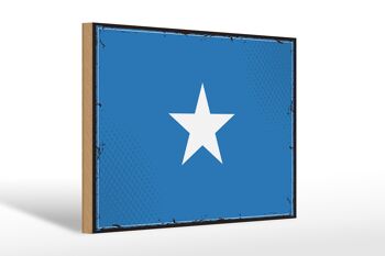 Panneau en bois Drapeau de la Somalie 30x20cm Drapeau rétro de la Somalie 1