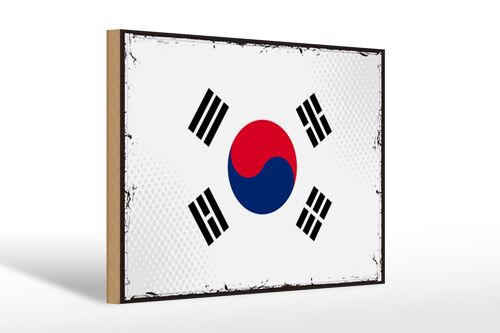 Holzschild Flagge Südkoreas 30x20cm Retro Flag South Korea