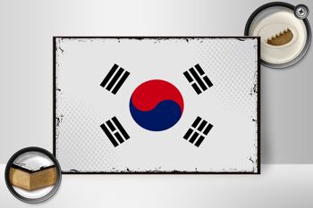 Panneau en bois drapeau de la Corée du Sud 30x20cm Drapeau rétro Corée du Sud 2