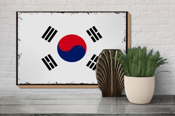 Panneau en bois drapeau de la Corée du Sud 30x20cm Drapeau rétro Corée du Sud 3