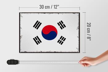 Panneau en bois drapeau de la Corée du Sud 30x20cm Drapeau rétro Corée du Sud 4
