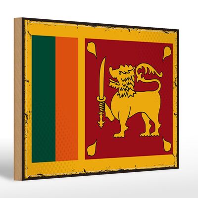 Letrero de madera bandera de Sri Lanka 30x20cm Bandera Retro Sri Lanka