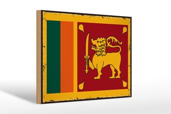 Panneau en bois drapeau du Sri Lanka 30x20cm drapeau rétro Sri Lanka 1