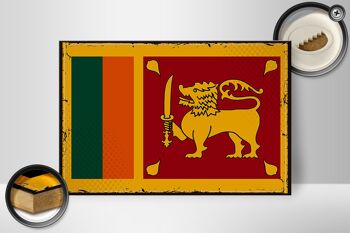 Panneau en bois drapeau du Sri Lanka 30x20cm drapeau rétro Sri Lanka 2