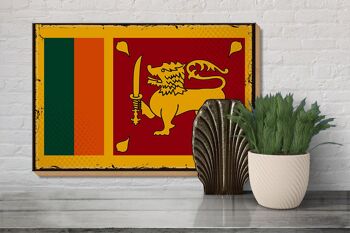Panneau en bois drapeau du Sri Lanka 30x20cm drapeau rétro Sri Lanka 3