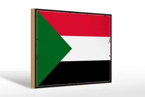 Holzschild Flagge Sudan 30x20cm Retro Flag of Sudan