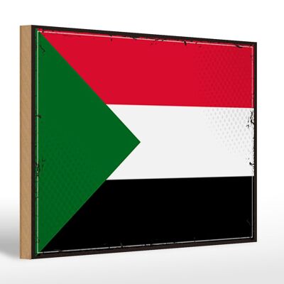 Holzschild Flagge Sudan 30x20cm Retro Flag of Sudan