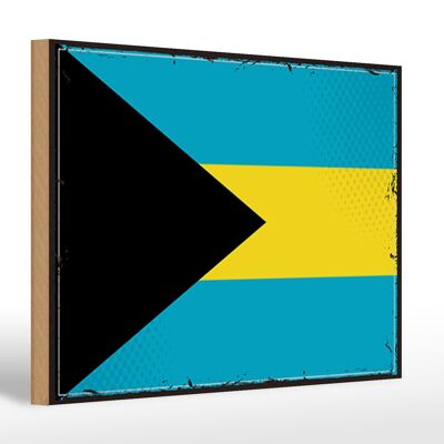 Letrero de madera bandera Bahamas 30x20cm Bandera Retro de Bahamas
