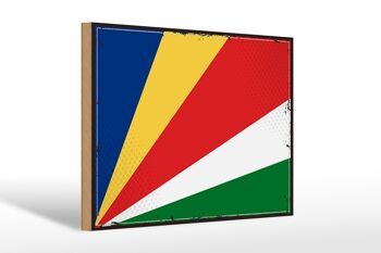 Panneau en bois drapeau Seychelles 30x20cm drapeau rétro Seychelles 1