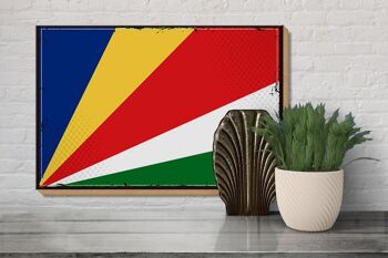 Panneau en bois drapeau Seychelles 30x20cm drapeau rétro Seychelles 3