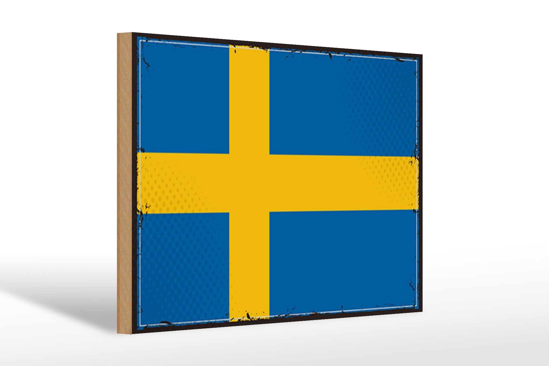 Wooden sign flag of Sweden 30x20cm Retro Flag of Sweden