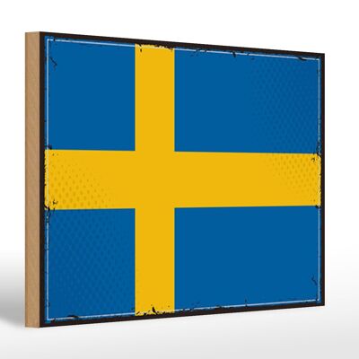 Cartello in legno bandiera della Svezia 30x20 cm Bandiera retrò della Svezia
